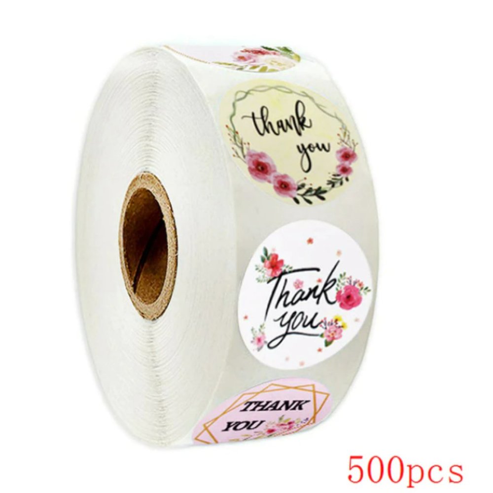 Thank You Floral Stickers - 500 pcs - NWT